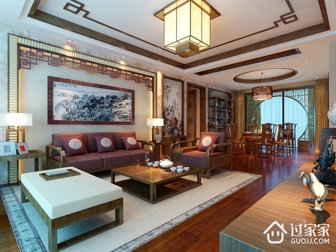 117平新中式风格住宅欣赏客厅设计