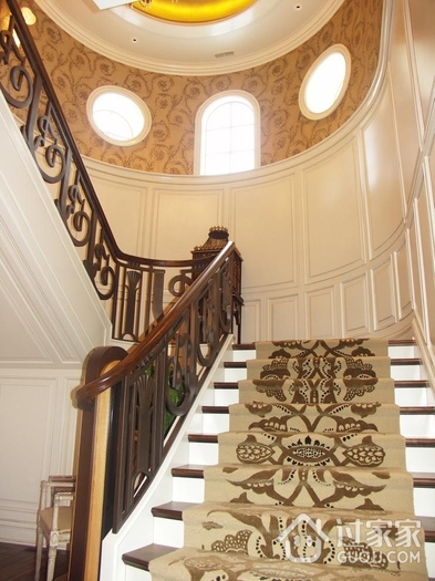 欧式风格别墅效果图楼梯图片