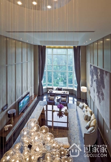 新古典复式设计客厅俯视图