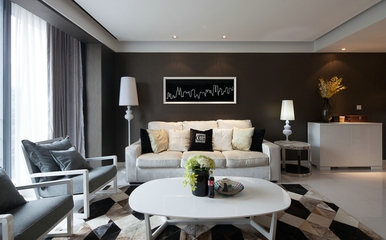 现代风三居室案例欣赏客厅窗帘
