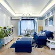 79平蓝色地中海住宅欣赏客厅