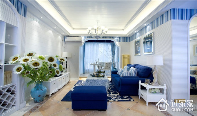 79平蓝色地中海住宅欣赏客厅