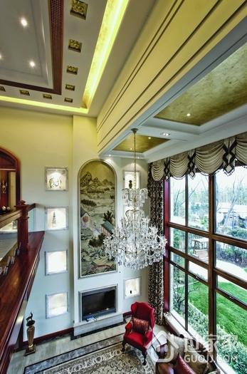 中式风家居设计客厅吊顶吊灯设计