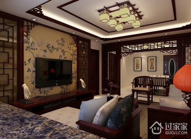 中式古典三居室欣赏客厅局部