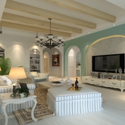 220平地中海温馨别墅欣赏客厅设计