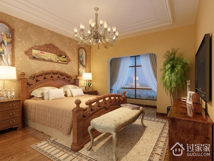 美式豪华别墅效果图设计卧室