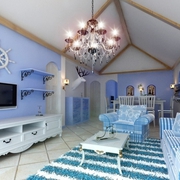 110平蓝色地中海住宅欣赏客厅